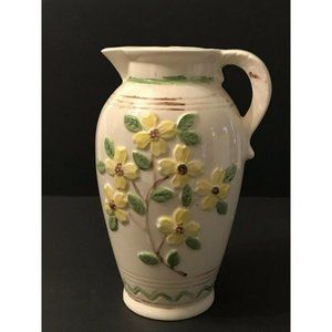 Vintage Spring Home Decor Yellow Floral Cottagecore Vase